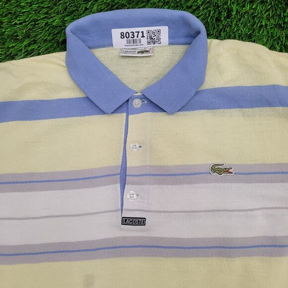 Vintage 90s Chemise Lacoste Polo Shirt Large 22x28 Stripes - Picture 9 of 13
